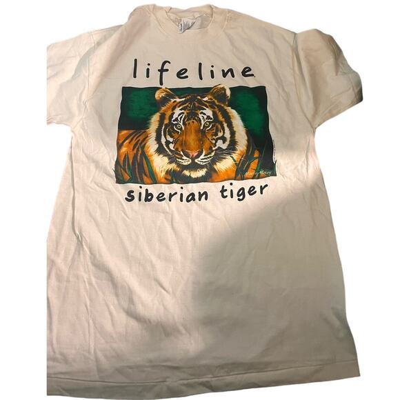 Lifeline Siberian Tiger Tee, 1992 Vintage, Single Stitch, Size M - Picture 2 of 3